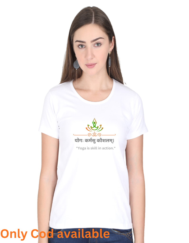 Yoga is skill in action printed t-shirt. 